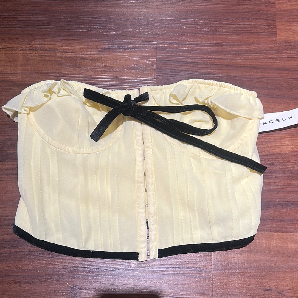 Pac sun yellow&black corset style top.